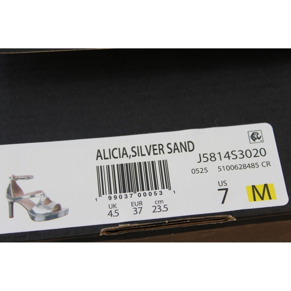 Naturalizer Alicia Dress Sandals Women 7 Silver Sand Metallic Platform Heels - Picture 11 of 11